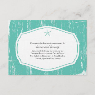 Carte D'accompagnement Mariage rustique sur la plage avec étoiles de mer