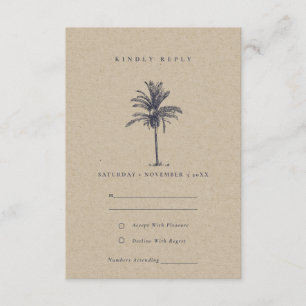 Carte D'accompagnement Mariage rustique Tropical Palm Tree Marine Kraft R