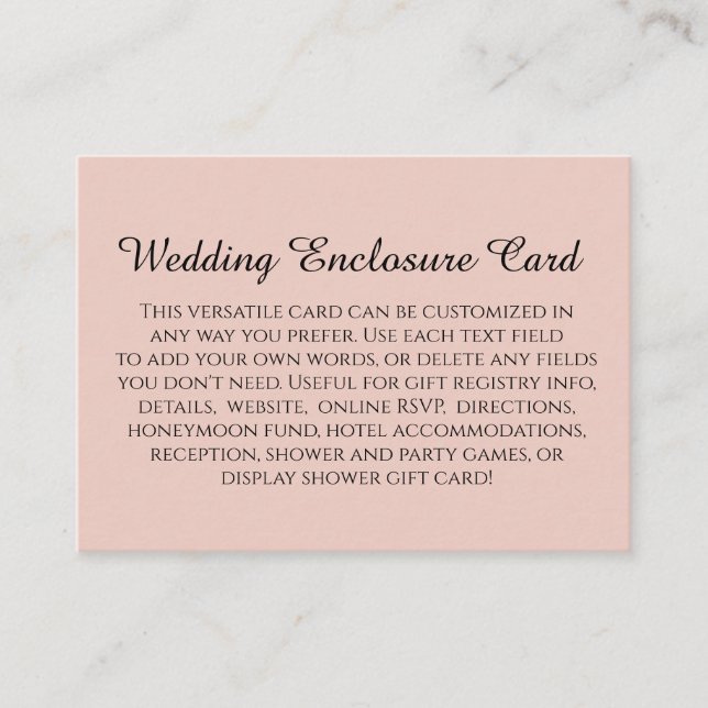 Carte D'accompagnement Mariage simple do-it-yourself personnalisé rose pâ (Devant)