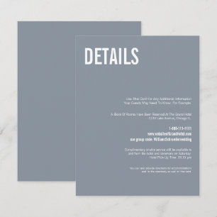Carte D'accompagnement Mariage simple Dusty Blue Typography Détails
