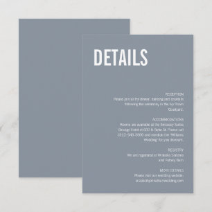 Carte D'accompagnement Mariage simple Dusty Blue Typography Détails