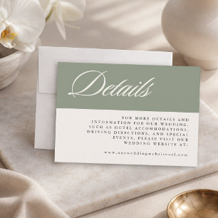 Carte D'accompagnement Mariage Simple Élégant Minimaliste Vert Sauge