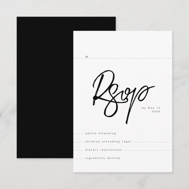 Carte D'accompagnement Mariage simple RSVP (Devant / Derrière)
