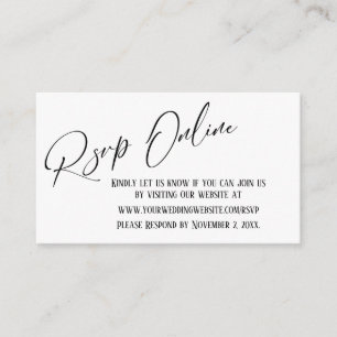 Carte D'accompagnement Mariage simple RSVP Online Élégante écriture manus