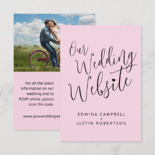Carte D'accompagnement Mariage site web coeur rose noir code QR