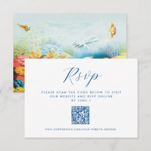 Carte D'accompagnement Mariage sous l'eau avec Aquarium et QR RSVP