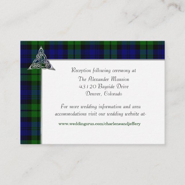 Carte D'accompagnement Mariage Tartan noir (Devant)