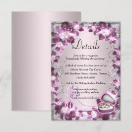 Carte D'accompagnement Mariage tendance violet chic Floral Détails