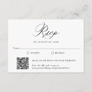 Carte D'accompagnement Mariage traditionnel élégant et code QR RSVP