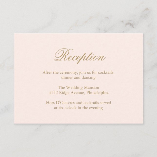 Carte D'accompagnement Mariage traditionnel rose vif Formal élégant (Devant)