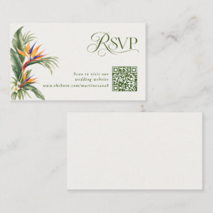 Carte D'accompagnement Mariage Tropical de Destination Élégant QR Code RS