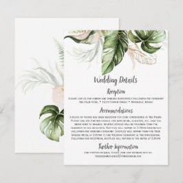 Carte D'accompagnement Mariage Tropical Floral Rose Poudré et Feuillage D