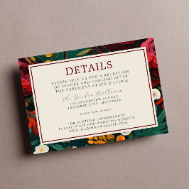 Carte D'accompagnement Mariage Turquoise floral peint bleu foncé bordeaux