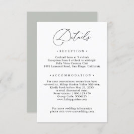 Carte D'accompagnement Mariage vert noir et blanc