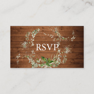 Carte D'accompagnement Mariage vert rustique RSVP