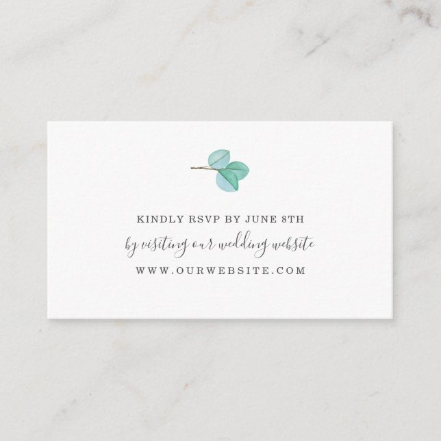 Carte D'accompagnement Mariage vert simple eucalyptus RSVP en ligne (Devant)