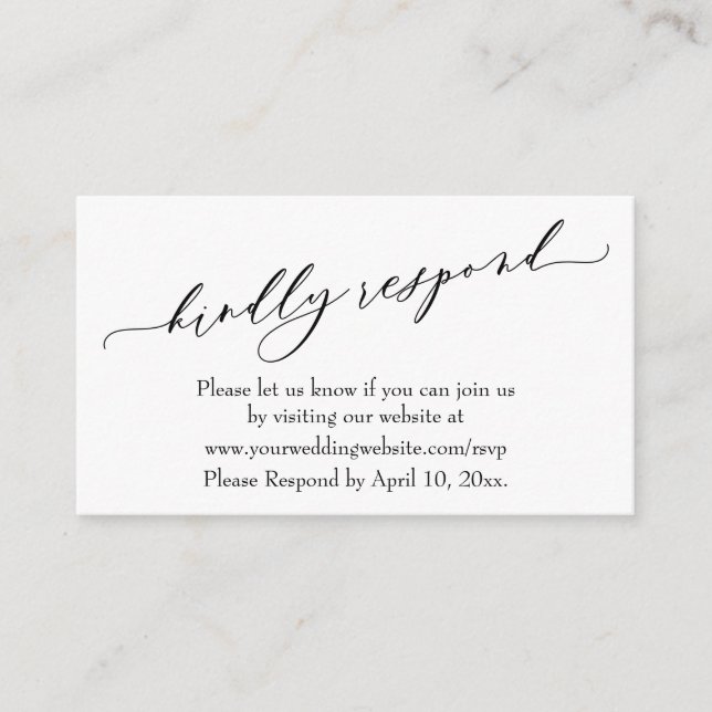 Carte D'accompagnement Mariage Veuillez Répondre En Ligne Script De Luxe (Devant)