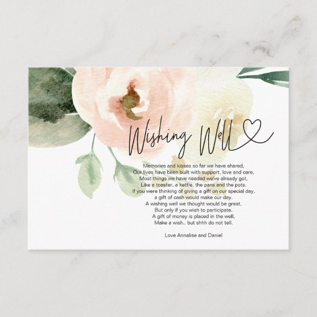 Carte D'accompagnement Mariage veut bien demander de l'argent Cadeau Flor (Devant)