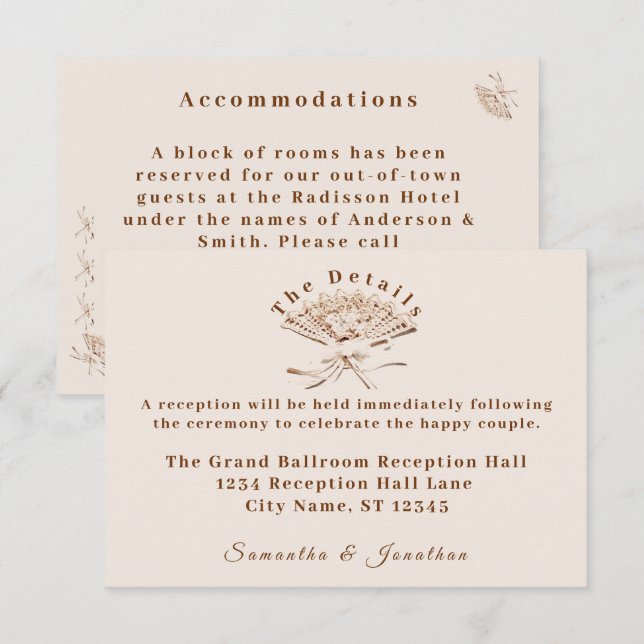 Carte D'accompagnement Mariage victorien traditionnel (Devant / Derrière)