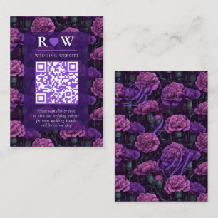 Carte D'accompagnement Mariage Vintage avec Accent de Œillet Violet Class