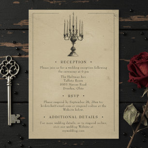 Carte D'accompagnement Mariage Vintage Gothique Toile Noir Tan
