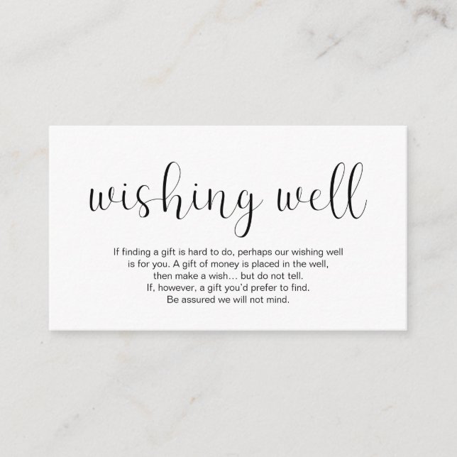 Carte D'accompagnement Mariage Wishing Well, Conception minimale, Police  (Devant)