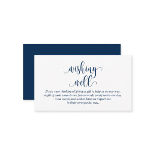 Carte D'accompagnement Mariage Wishing Well, Modern Navy Script bleu