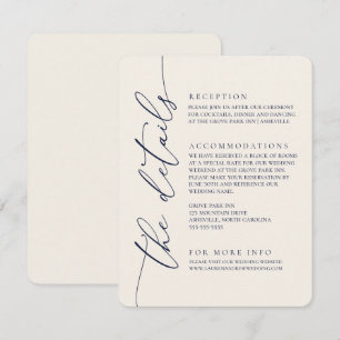 Carte D'accompagnement Marine Bleu & Crème Moderne Minimaliste Mariage 2
