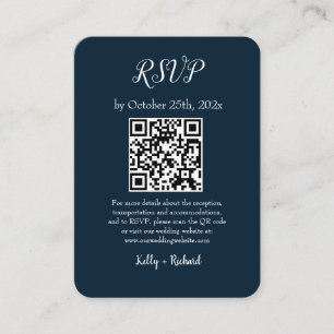 Carte D'accompagnement Marine Bleu Petit Mariage vertical RSVP QR Code