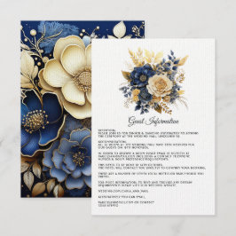 Carte D'accompagnement Marine Blue and Gold Floral Mariage Détails sur l'