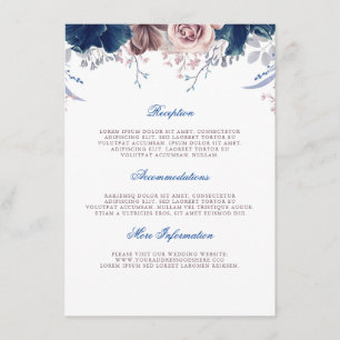 Carte D'accompagnement Marine Blue and Mauve Mariage Information Invité