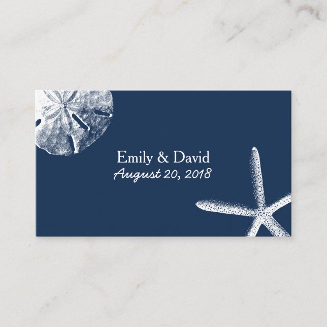 Carte D'accompagnement Marine Blue Beach Seashs Site Mariage Insérer (Devant)