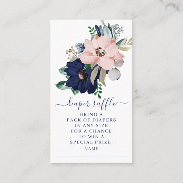 Carte D'accompagnement Marine Blue & Blush Floral Baby shower Déchets Raf (Devant)