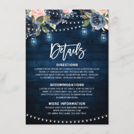 Carte D'accompagnement Marine Blue Blush Floral Russe String Détails de l