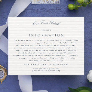 Carte D'accompagnement Marine Blue Classic Calligraphy Détails du Mariage