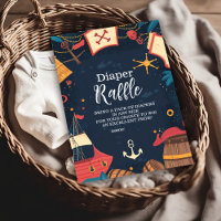 Marine Blue Nautical Pirate Baby Show Diapper Raff