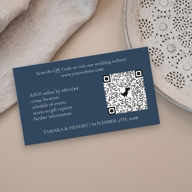 Carte D'accompagnement Marine Blue Online RSVP QR Code Mariage (Créateur téléchargé)