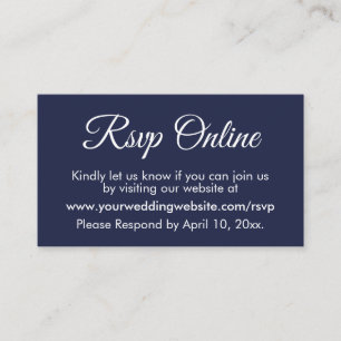 Carte D'accompagnement Marine Blue Wedding RSVP Online Élégant Simple