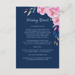 Carte D'accompagnement Marine Blush rose Floral Monogramme Détails du Mar