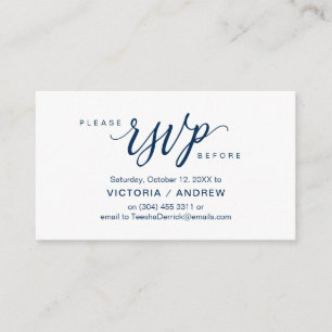 Carte D'accompagnement Marine esthétique Bleu Script, Parti RSVP répondre