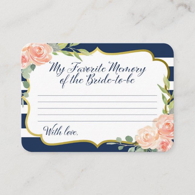 Carte D'accompagnement Marine et or Ma mémoire préférée de la mariée (Devant)