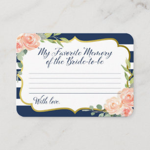 Carte D'accompagnement Marine et or Ma mémoire préférée de la mariée