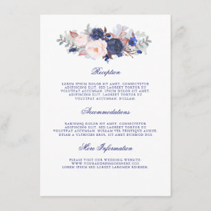 Carte D'accompagnement Marine Floral Mariage Information Invité