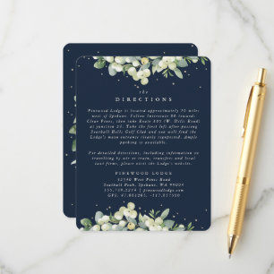 Carte D'accompagnement Marine Noire Snowberry+Eucalyptus Directions Bords