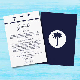 Carte D'accompagnement Marine Palm Tree Coastal Détails du Mariage