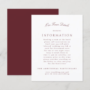 Carte D'accompagnement Maroon Burgundy Classic Élégant Mariage formel