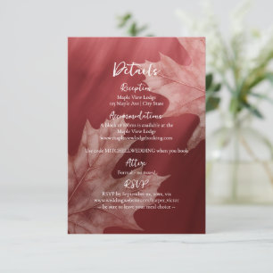 Carte D'accompagnement maroon feuille accent détails