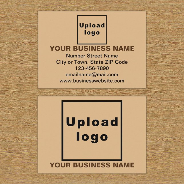Carte D'accompagnement Marque commerciale sur rectangle Brown clair (Front and back sides of light brown enclosure card with your business brand.)