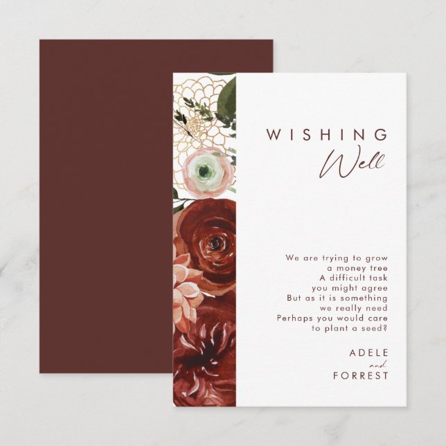 Carte D'accompagnement Marsala Autumn Floral | Un Mariage blanc qui veut  (Devant / Derrière)