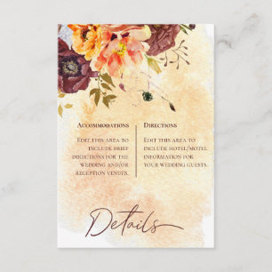 Carte D'accompagnement Marsala Clay & Bouquet Jaune Détails Mariage
